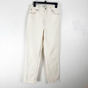 ABERCROMBIE & FITCH Cream 90’s Ultra High Rise Five Pocket Straight Leg Jeans 29